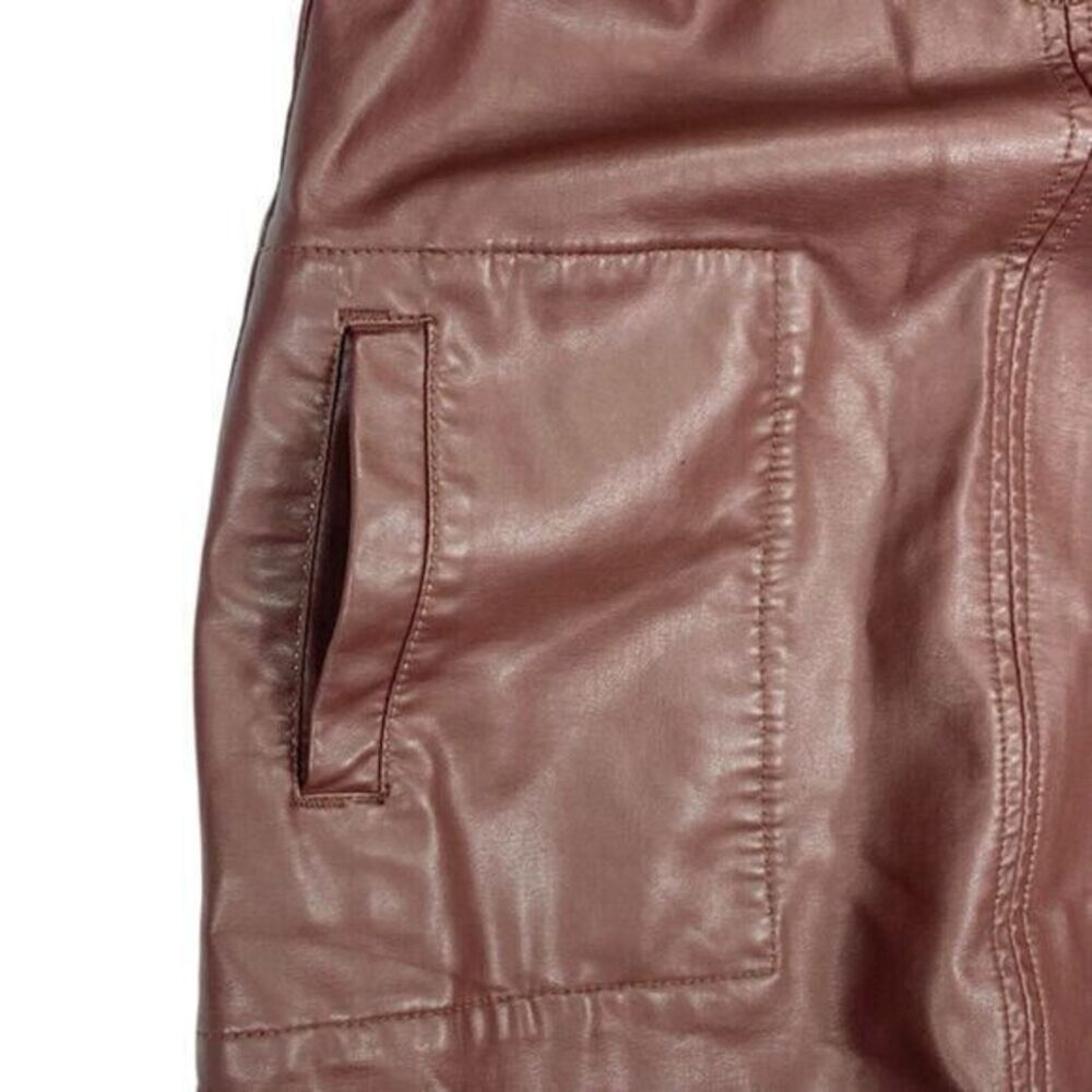Free People Dress Womens Size XS Burgundy Faux Leather Front Zip City Girl Mini - Picture 6 of 15